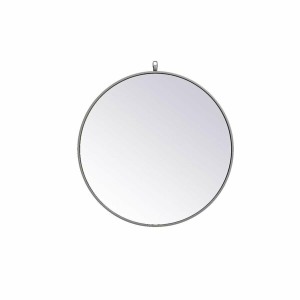 Elegant Decor 28 in. Metal Frame Round Mirror with Decorative Hook, Grey MR4054GR